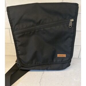 Eddie Bauer Connect Tech Bag Black Nylon Crossbody Travel Messenger Tablet Sling
